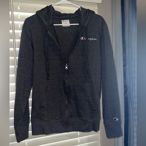 Champion zip up hoodie size M. Dark gray.